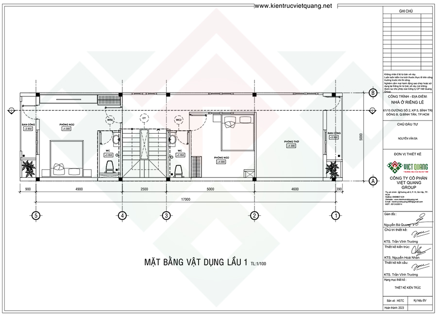 Mặt bằng bố trí công năng lầu 1