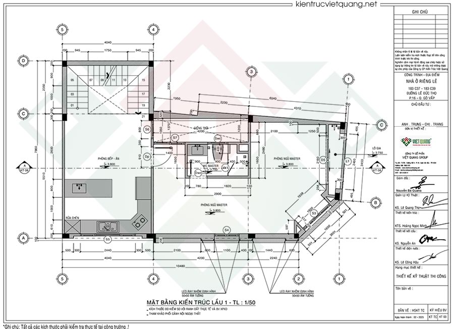 Mặt bằng bố trí công năng lầu 1