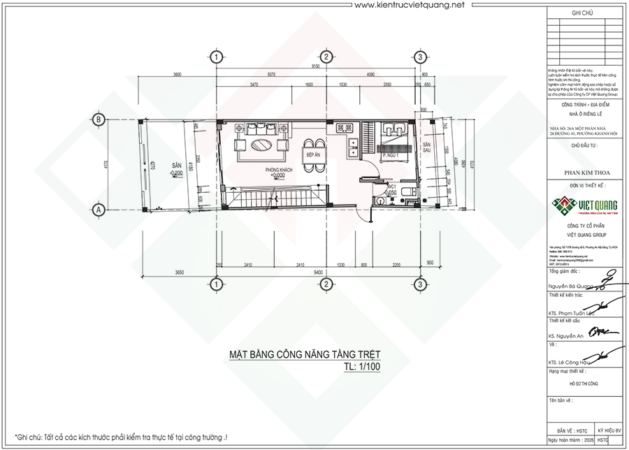 Mặt bằng bố trí công năng tầng trệt