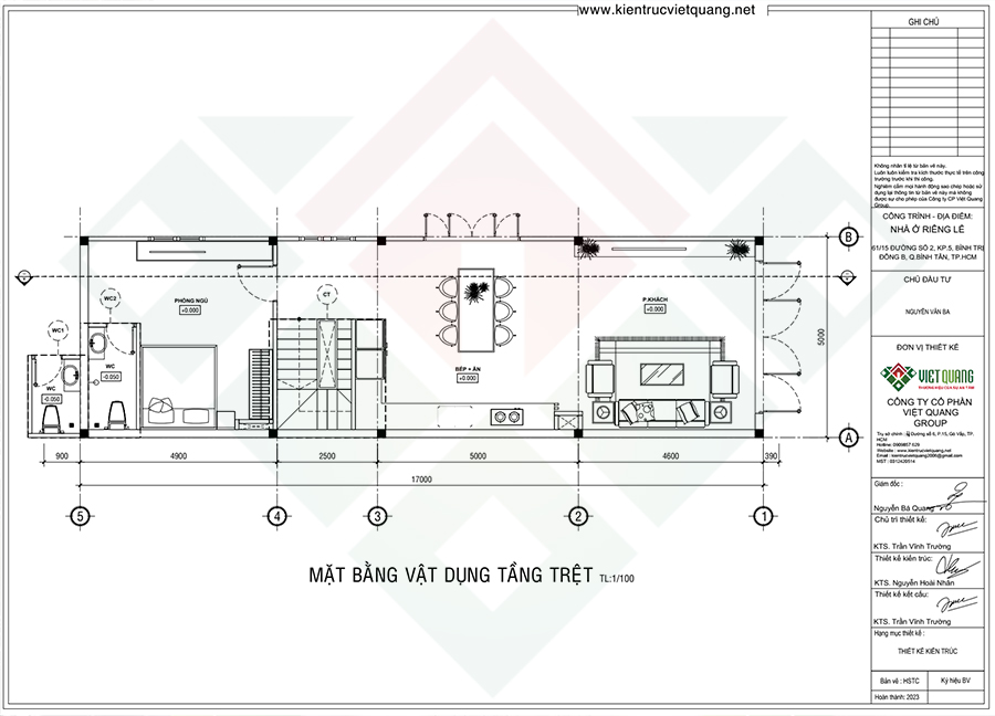 Mặt bằng bố trí công năng tầng trệt