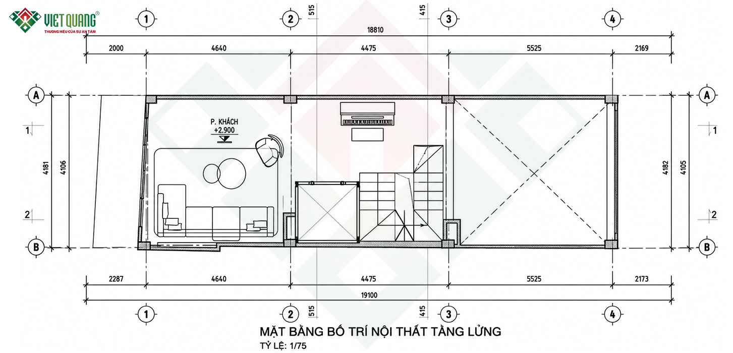 Mặt bằng bố trí nội thất tầng lửng