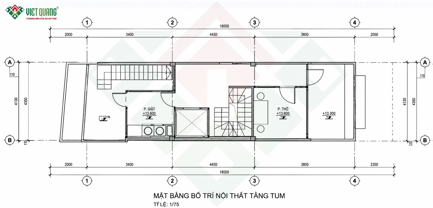 Mặt bằng bố trí nội thất tầng tum