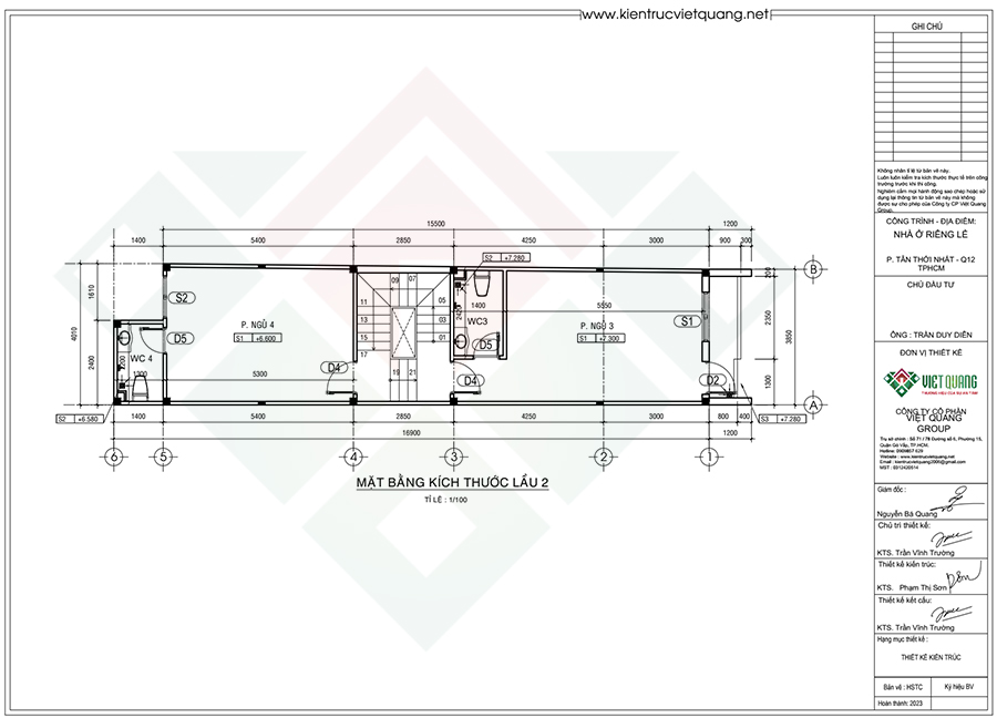 Mặt bằng bố trí công năng lầu 2