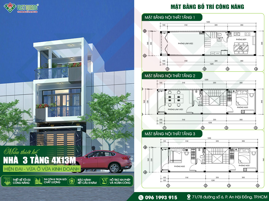 Top 10 mẫu nhà 3 tầng kết hợp kinh doanh đẹp, hiện đại, tối ưu chi phí