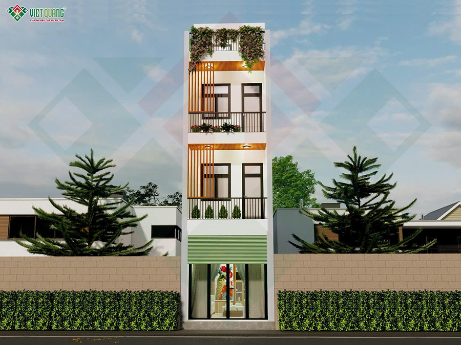 Phối cảnh thiết kế nhà 2 tầng 4x13m