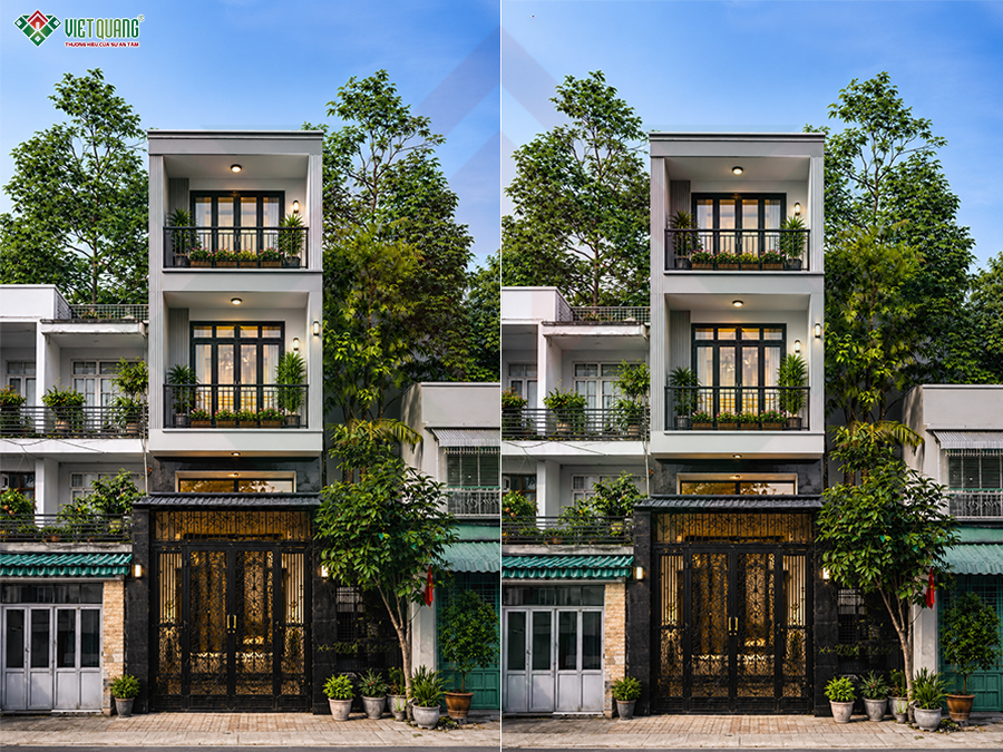 Phối cảnh thiết kế nhà 3 tầng 4x16m