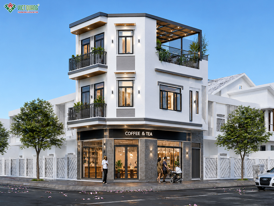 Mẫu thiết kế nhà 3 tầng kết hợp kinh doanh cafe