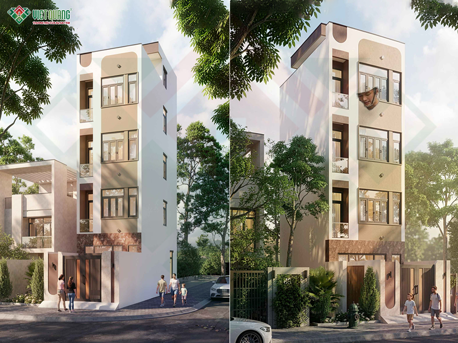 Mẫu thiết kế nhà 4 tầng tum sân thượng 4x13m
