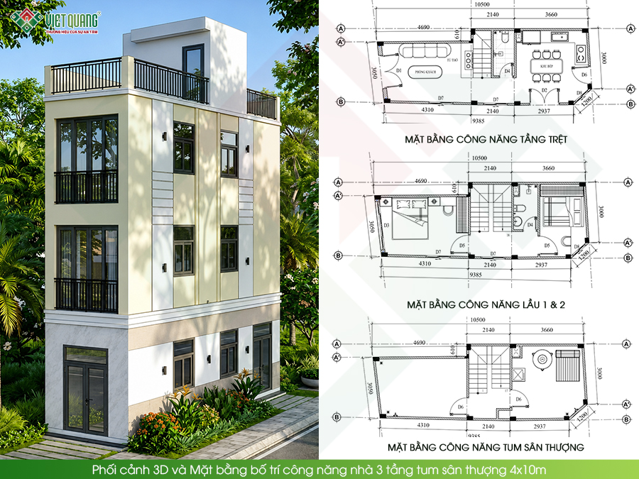 [Đang thi công] Thi công xây nhà phố 3 tầng tum sân thượng 4x10m cho gia đình chị Trang tại phường Hạnh Thông 