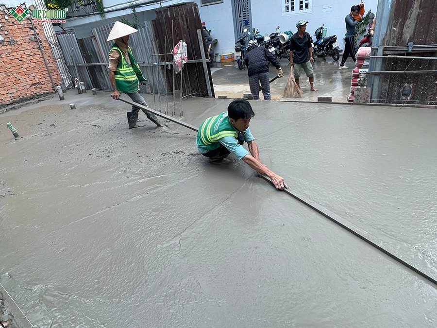 Thi công móng nhà 4 tầng tum sân thượng 4x13m