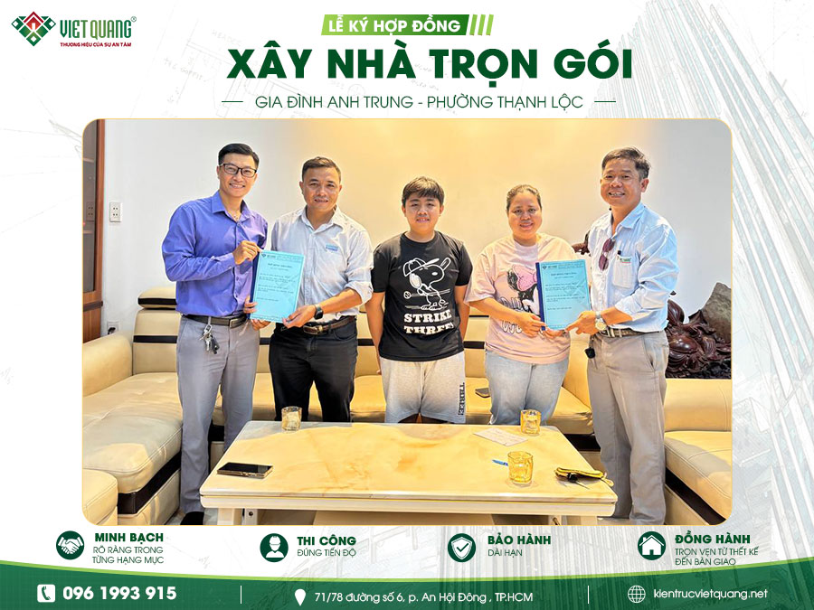 Lễ ký kết hợp đồng xây nhà trọn gói: Khởi đầu hành trình kiến tạo tổ ấm cho gia đình anh Trung tại phường Thạnh Lộc