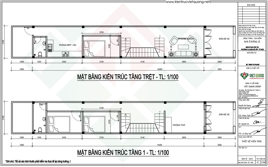 Mặt bằng bố trí công năng nhà 1 trệt 1 lầu 3x22m