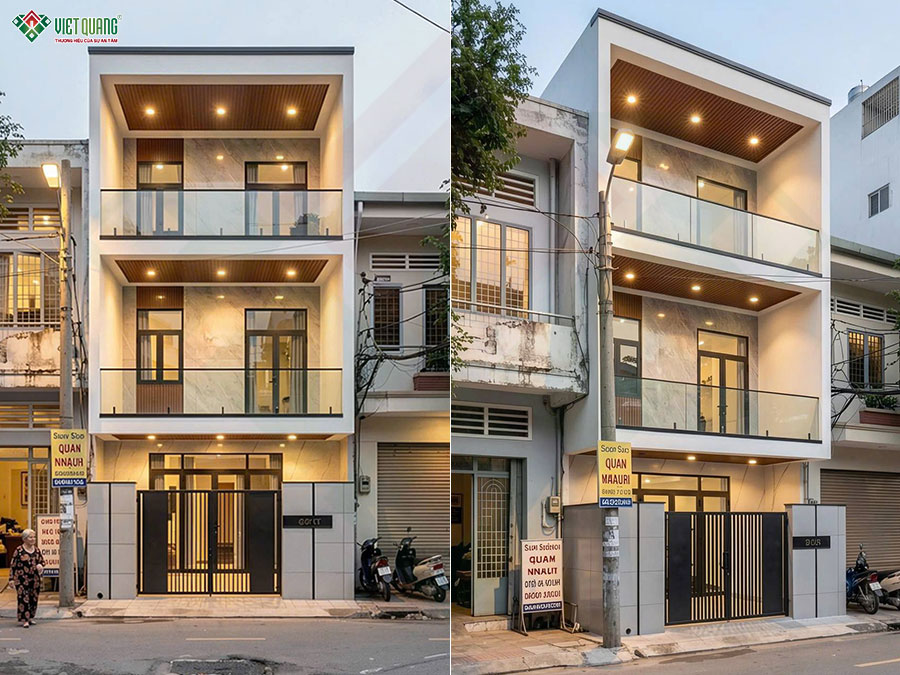 Thiết kế 3D và mặt bằng bố trí công năng nhà 3 tầng