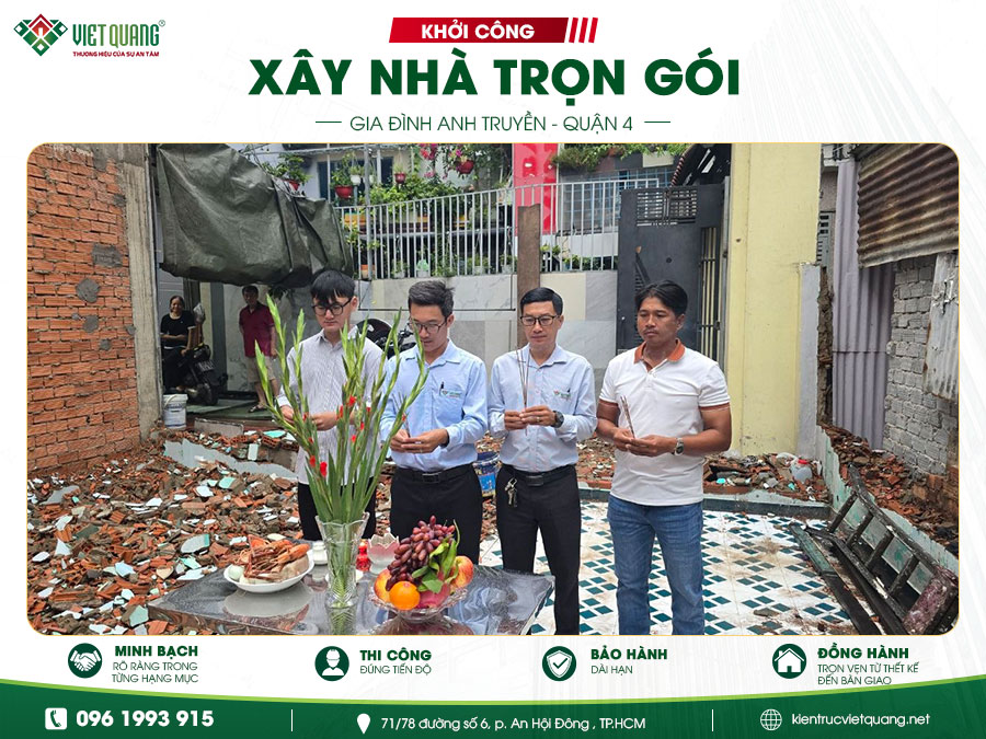 Khởi công xây dựng nhà phố 3 tầng cho gia đình anh Truyền Phường 4, TP.HCM