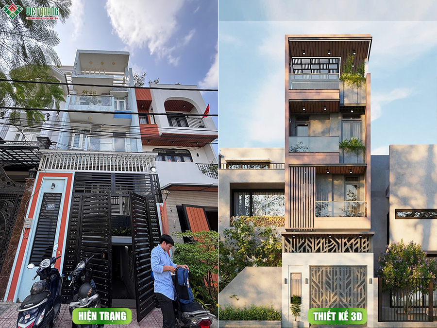 Sửa chữa nhà phố 1 trệt 2 lầu tum sân thượng