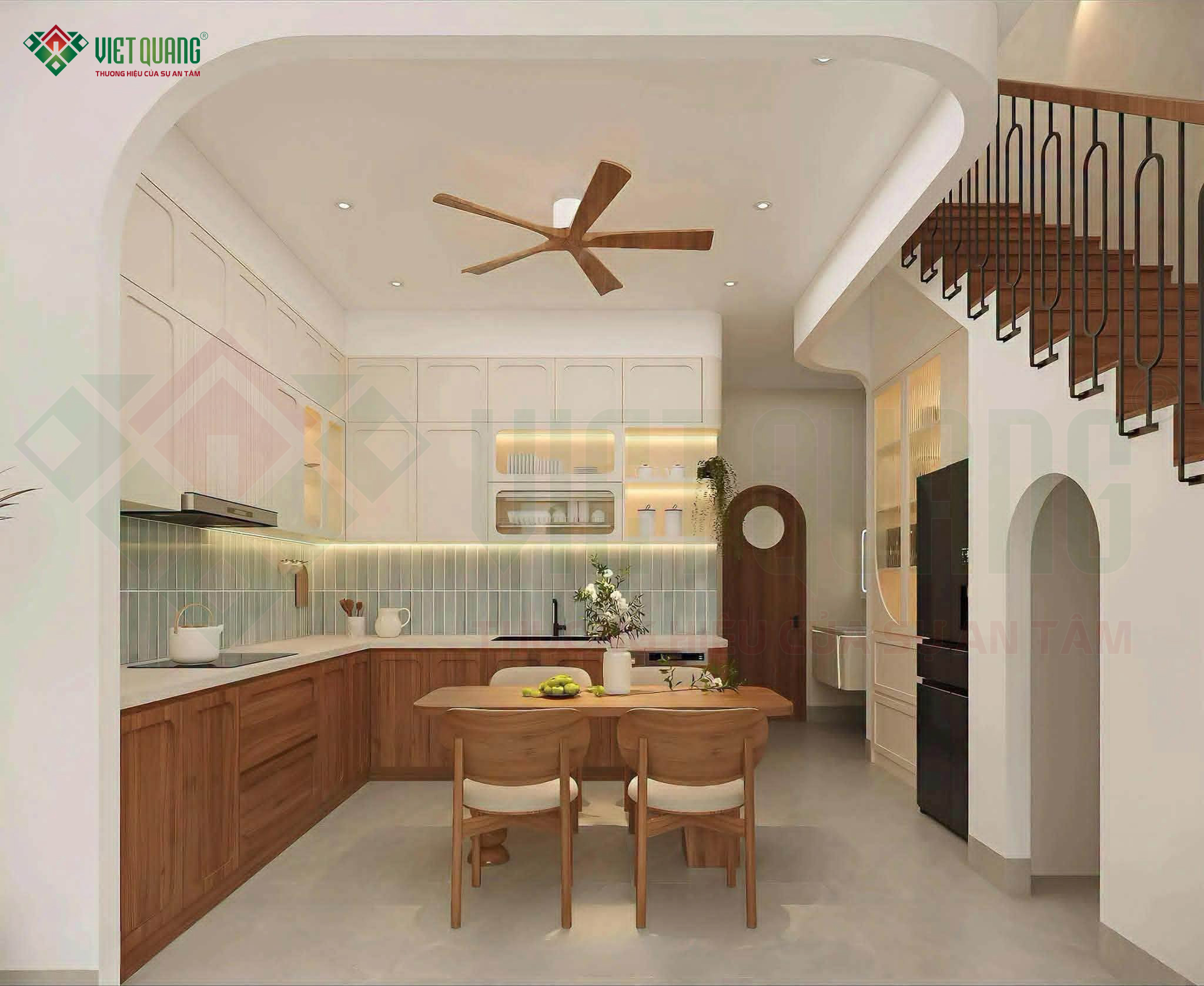 Phối cảnh thiết kế 3D nhà phố 3 tầng 4x18m