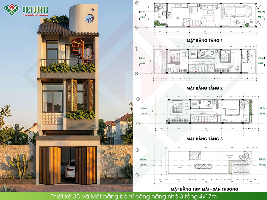 [Đang thi công] Xây nhà trọn gói 3 tầng 4x17m – Kiến tạo tổ ấm mang hơi thở Địa Trung Hải cho gia đình anh Cầu 