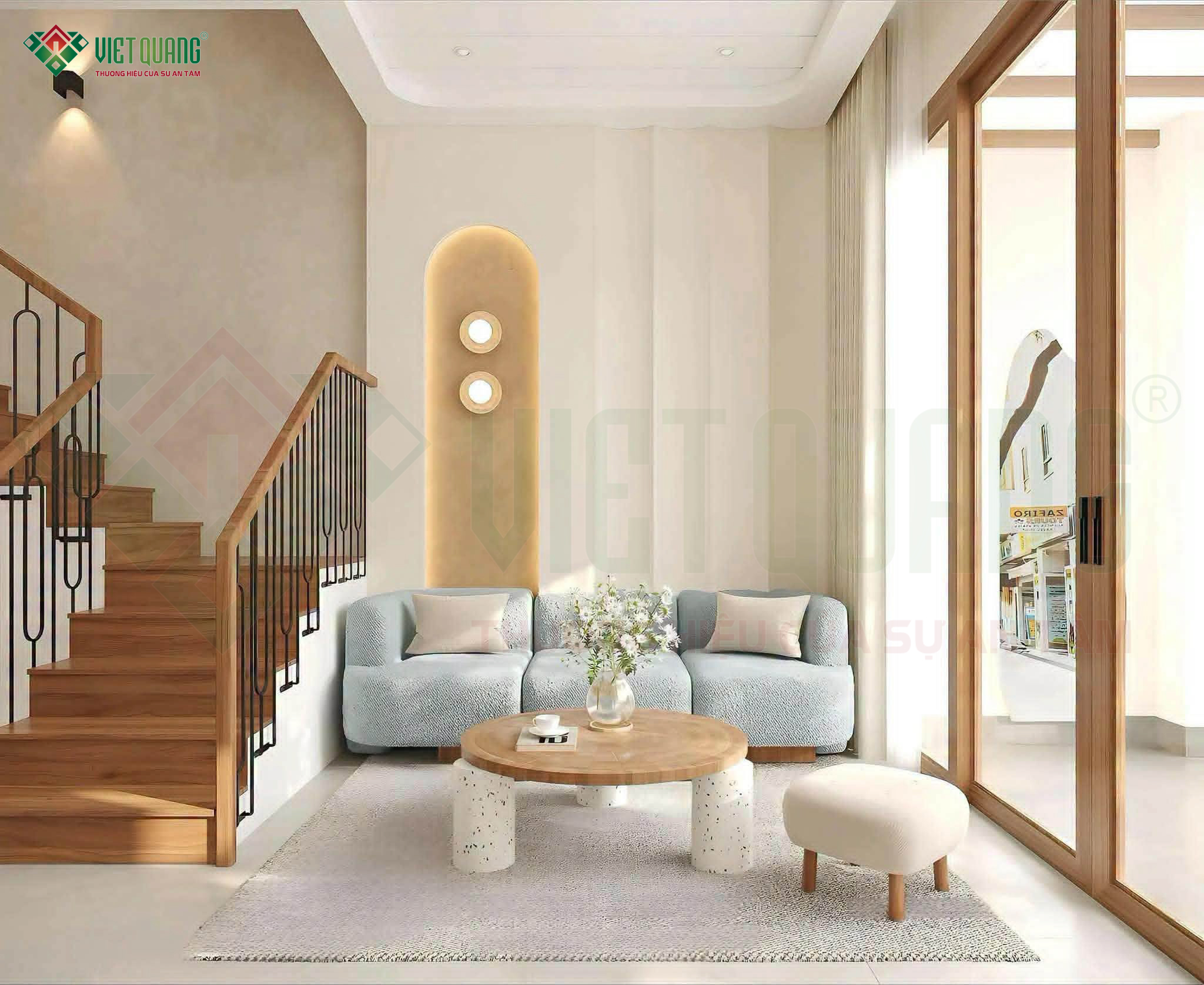 Phối cảnh thiết kế 3D nhà phố 3 tầng 4x18m