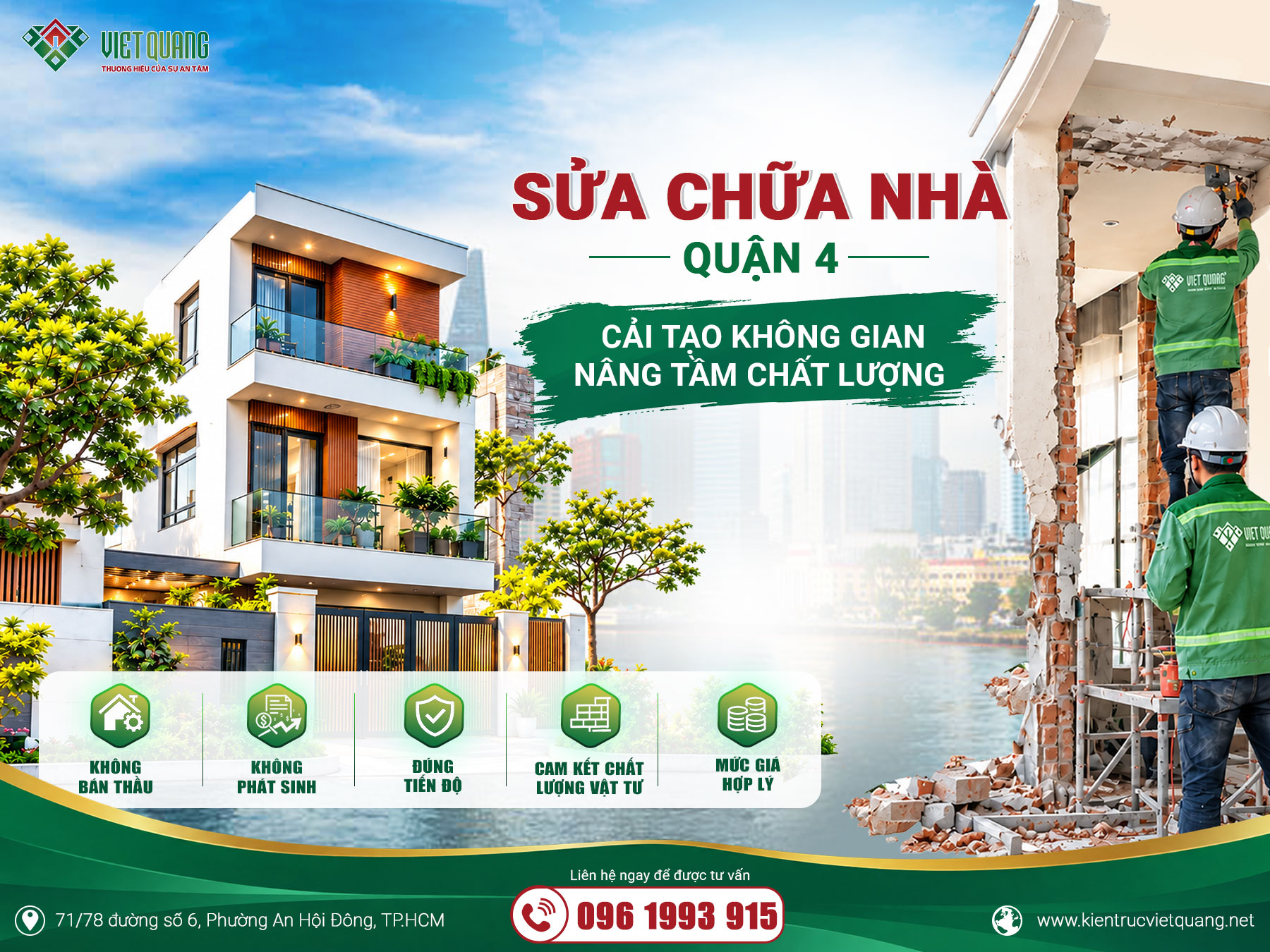 Sửa Nhà Quận 4 – Bảng Giá Sửa Nhà Trọn Gói Năm 2026 