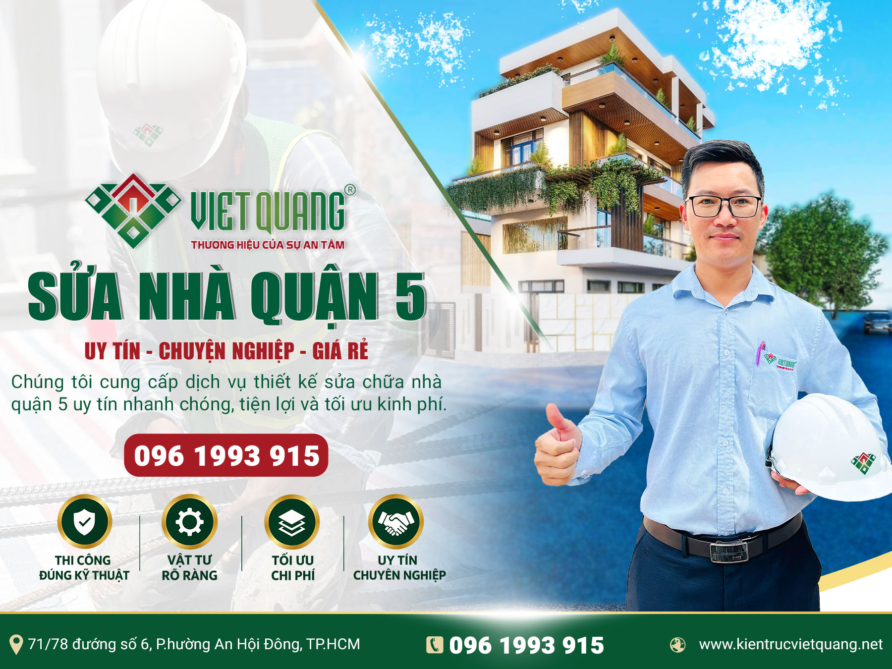 Sửa Nhà Quận 5 – Bảng Giá Sửa Chữa, Cải Tạo Nhà Trọn Gói 2026 