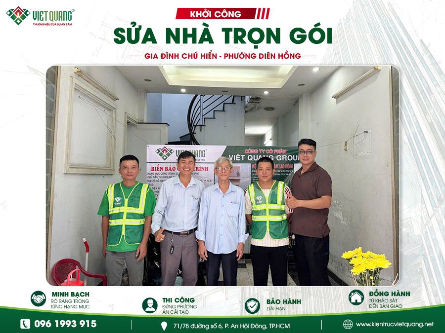 Khởi động hành trình sửa nhà trọn gói cho gia đình chú Hiển tại phường Diên Hồng, TP.HCM