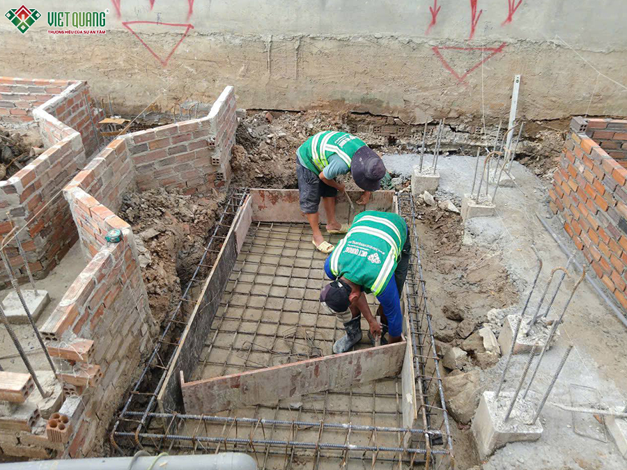 Thi công móng nhà 1 trệt 1 lửng 3 lầu sân thượng 4x28m
