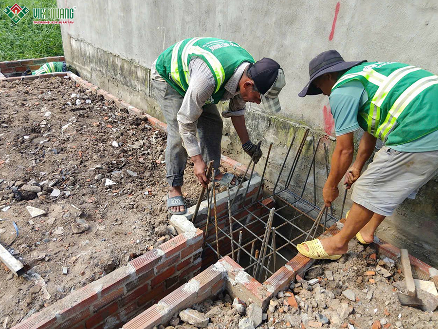 Thi công móng nhà 1 trệt 1 lửng 3 lầu sân thượng 4x28m