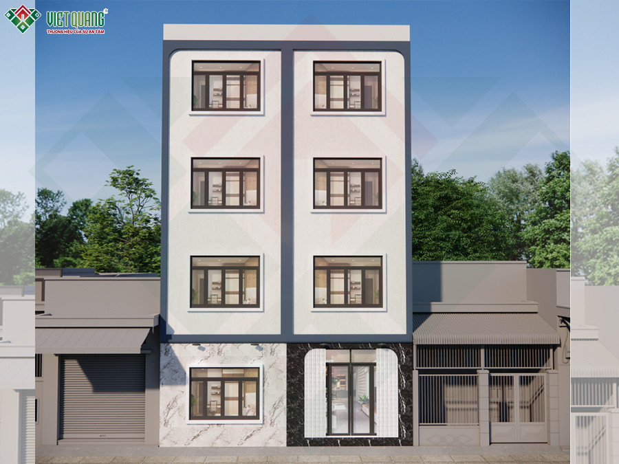 Mẫu thiết kế nhà 4 tầng có thang máy 6x8m