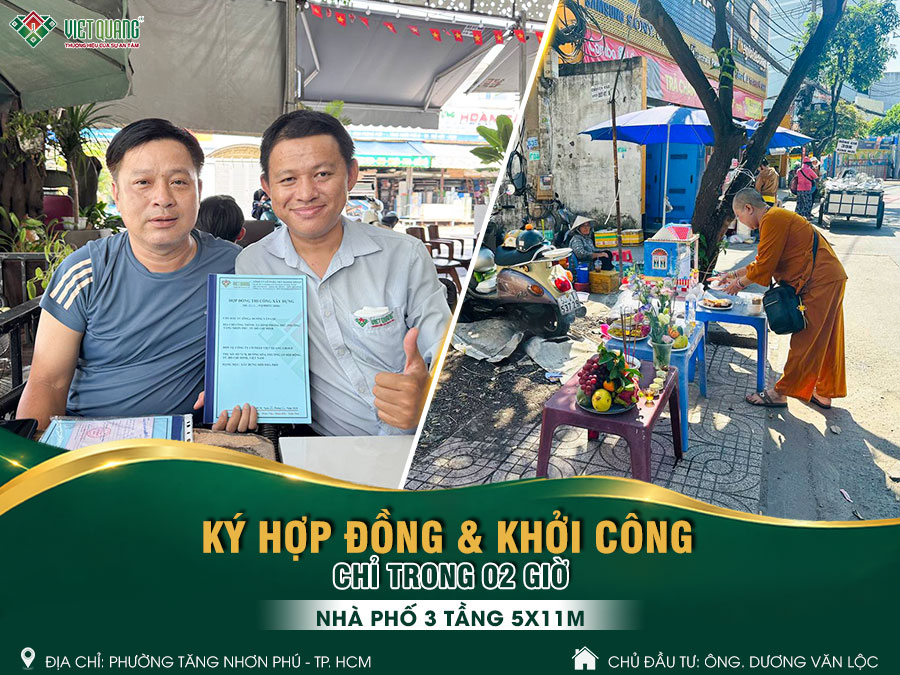 Một ngày, hai dấu mốc đáng nhớ – Ký hợp đồng và khởi công xây nhà 3 tầng cho gia đình anh Lộc